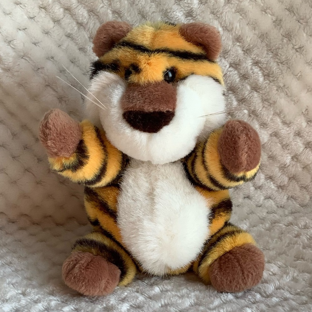 GUND Vintage 1989 Plush Striped Sitting Tiger Stuffed Animal Toy